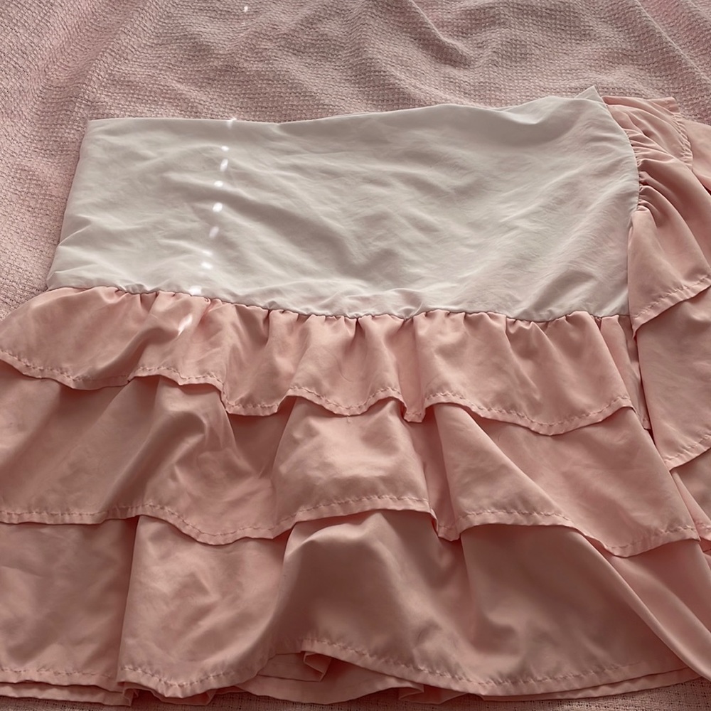 Pink ruffle crib skirt